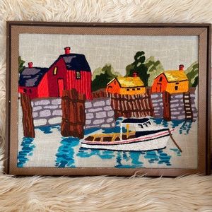 Handmade Vintage Crewel Decor